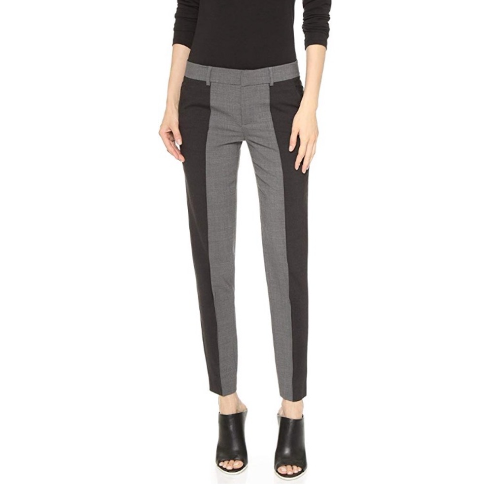Vince Pants Contrast Colorblock Size 8 Black Gray